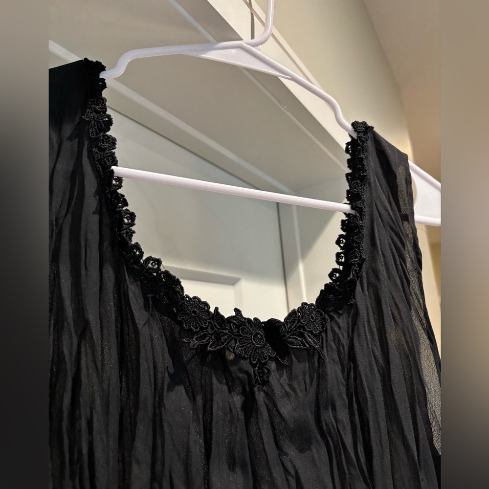 Vintage Black Lace Trim Dress/Swim Cover
